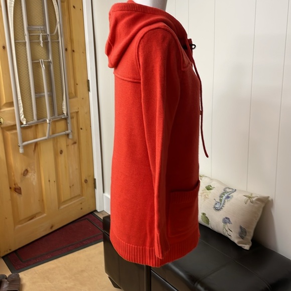 Ralph Lauren Orange Hooded Toggle Front lambswool blend Long Cardigan Size S - Picture 4 of 13